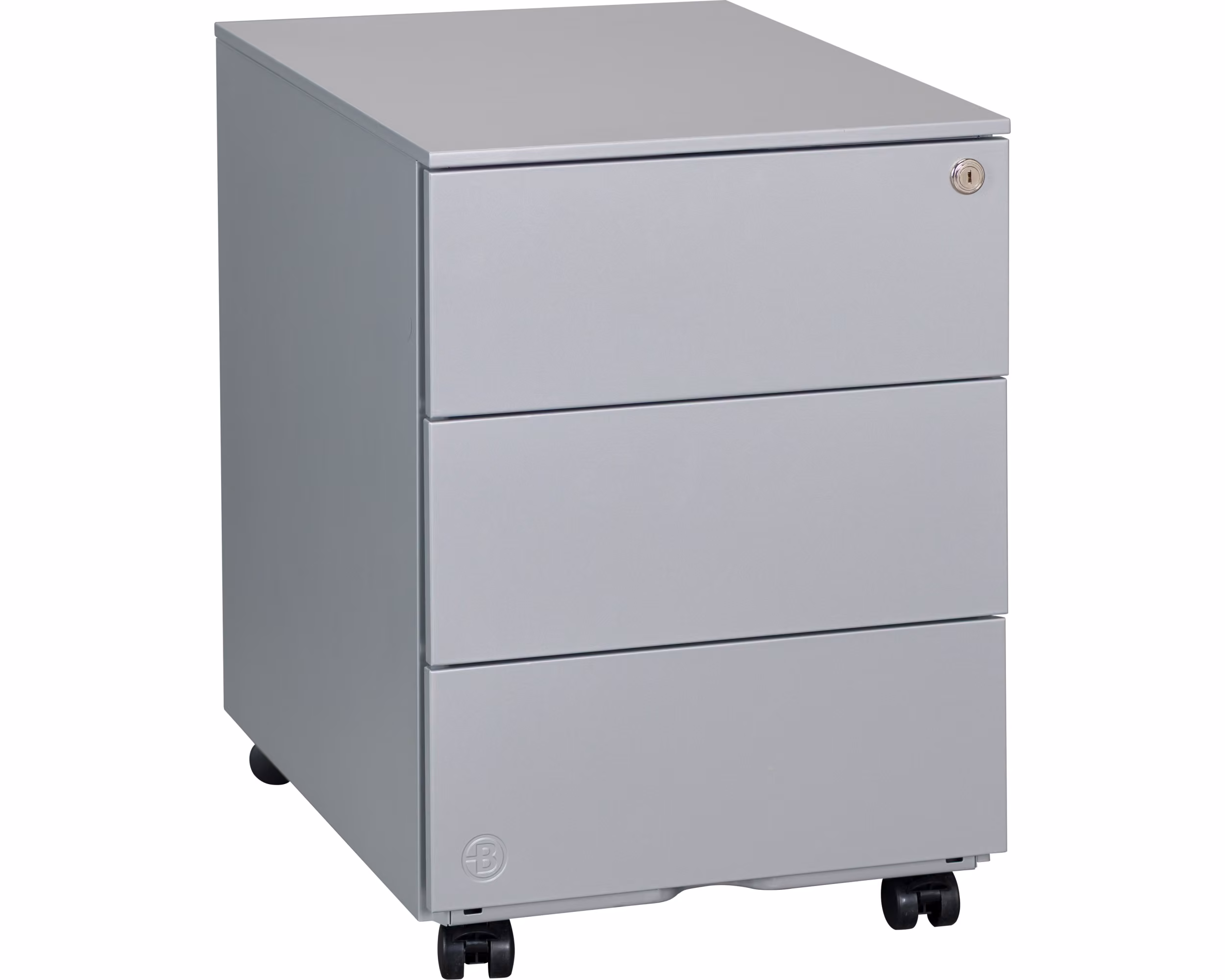 Caisson mobile métal Bruneau - 3 tiroirs plats - coloris gris aluminium