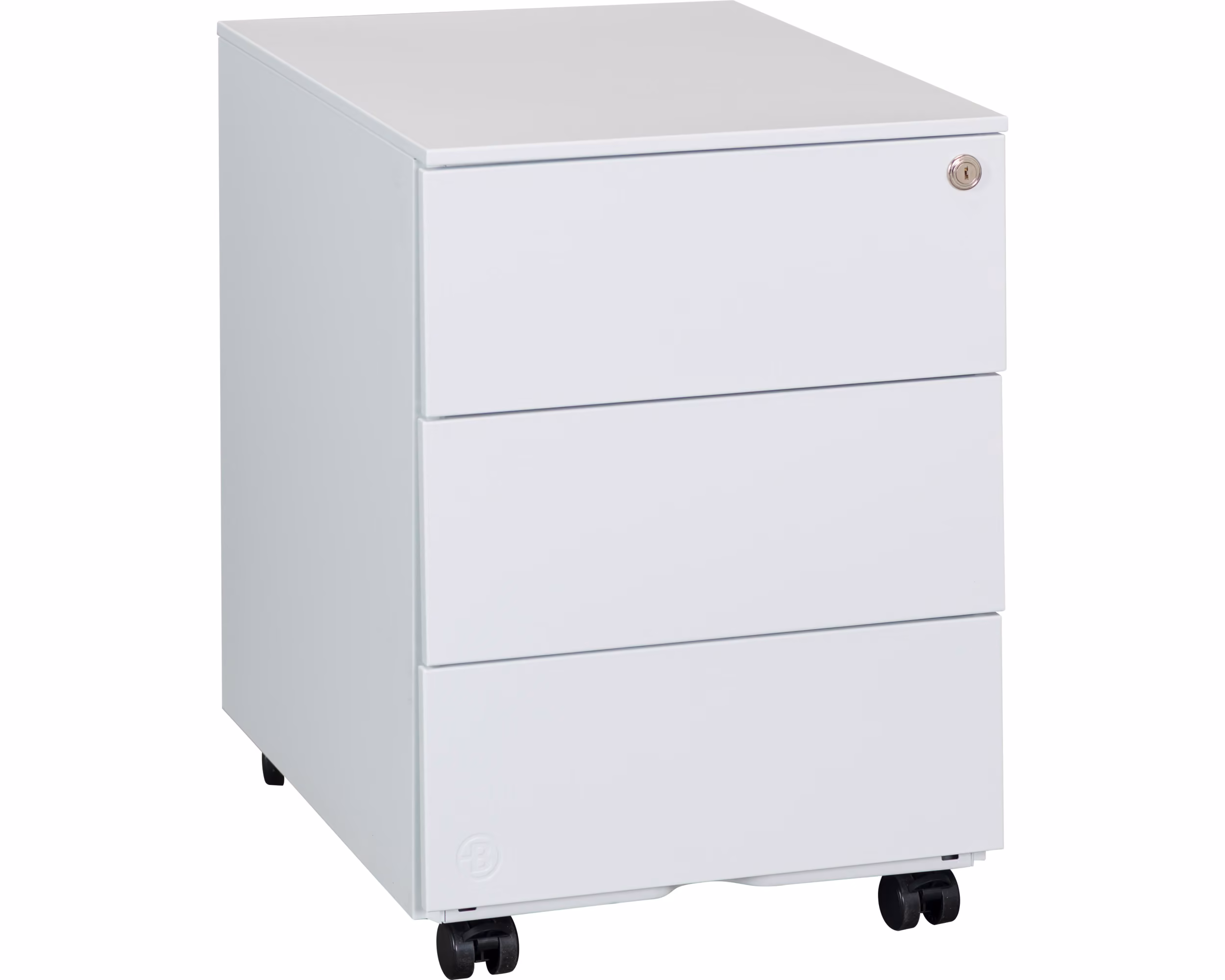 Caisson mobile métal Bruneau - 3 tiroirs plats - blanc