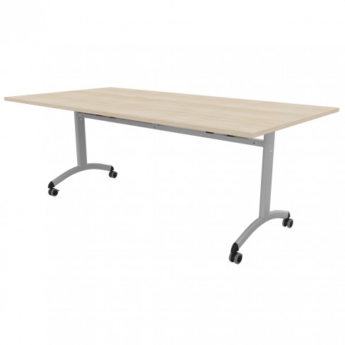 Table mobile rabattable rectangulaire FT12 - 200 x 100 cm - piétement époxy - plateau mélaminé