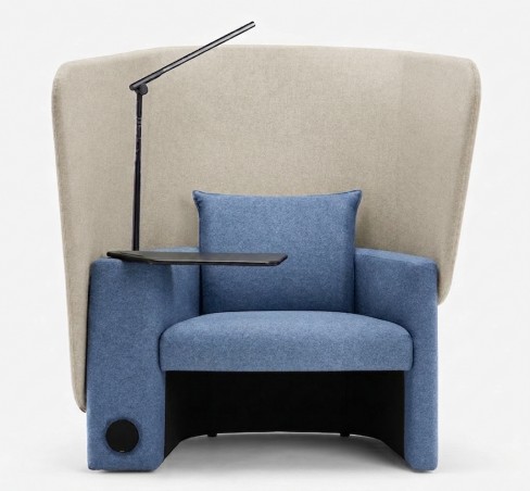 Fauteuil Cocoon - tissu recyclé - tablette et prises
