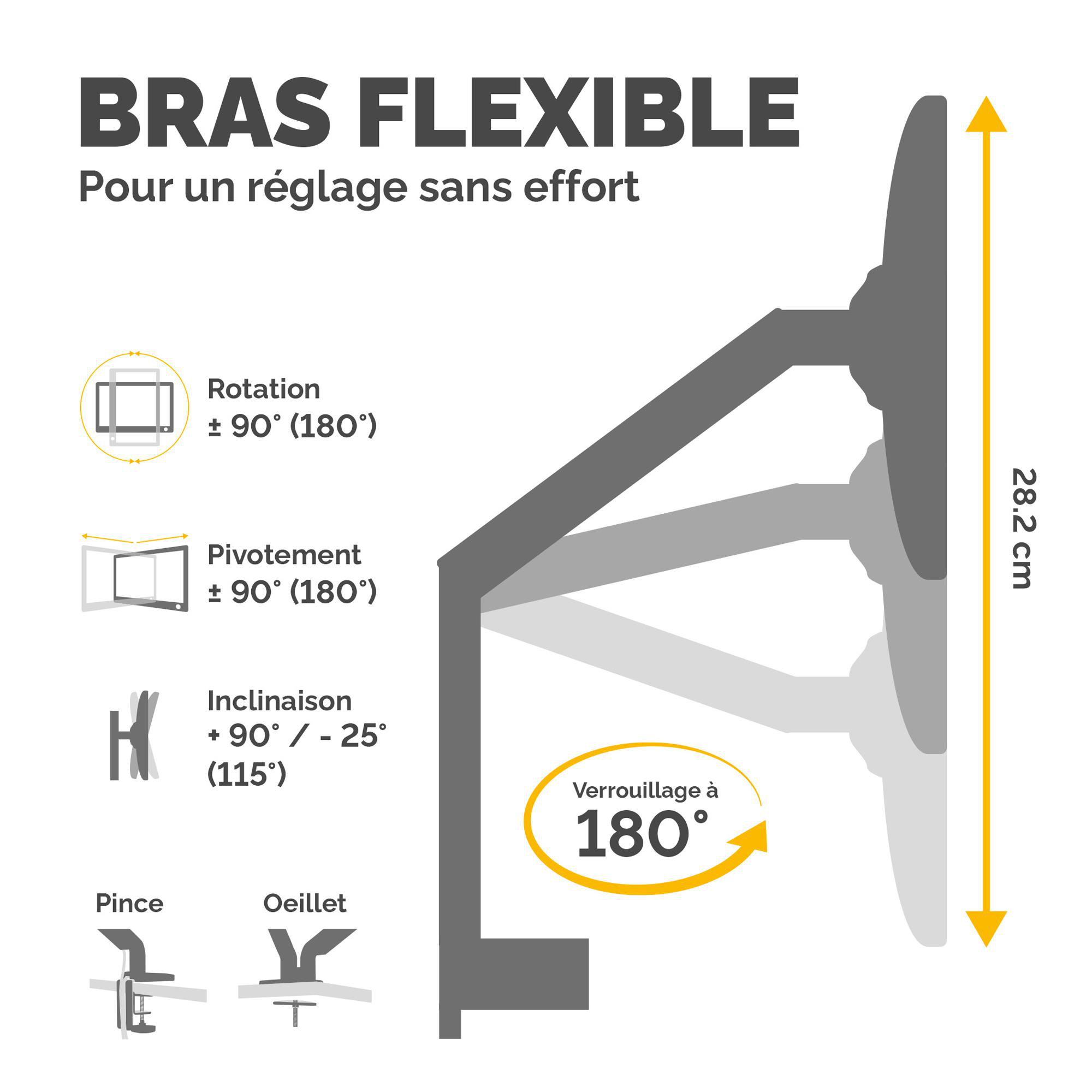 Bras support écran double Fellowes Eppa Series - à pince blanc