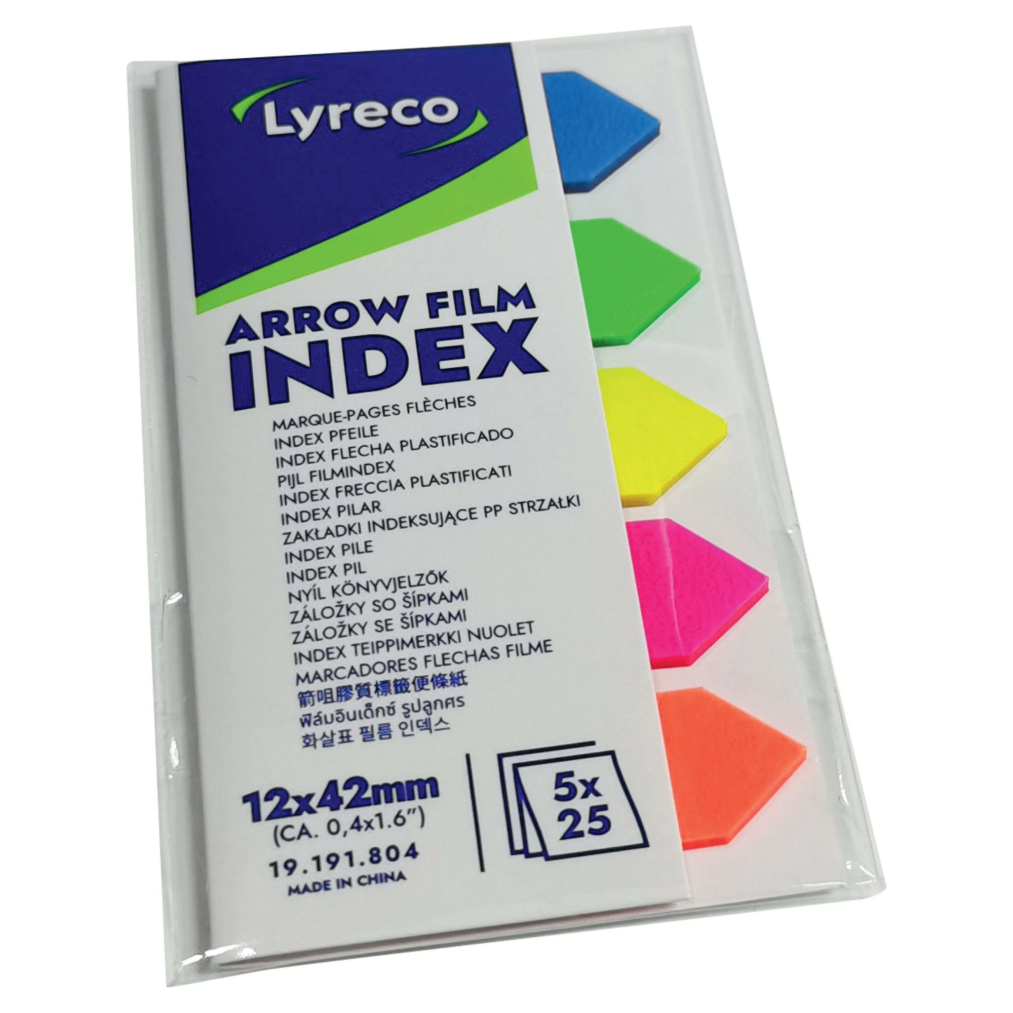 Index repositionnable Lyreco - 12 x 42 mm - coloris vifs - 5 distributeurs 25 index