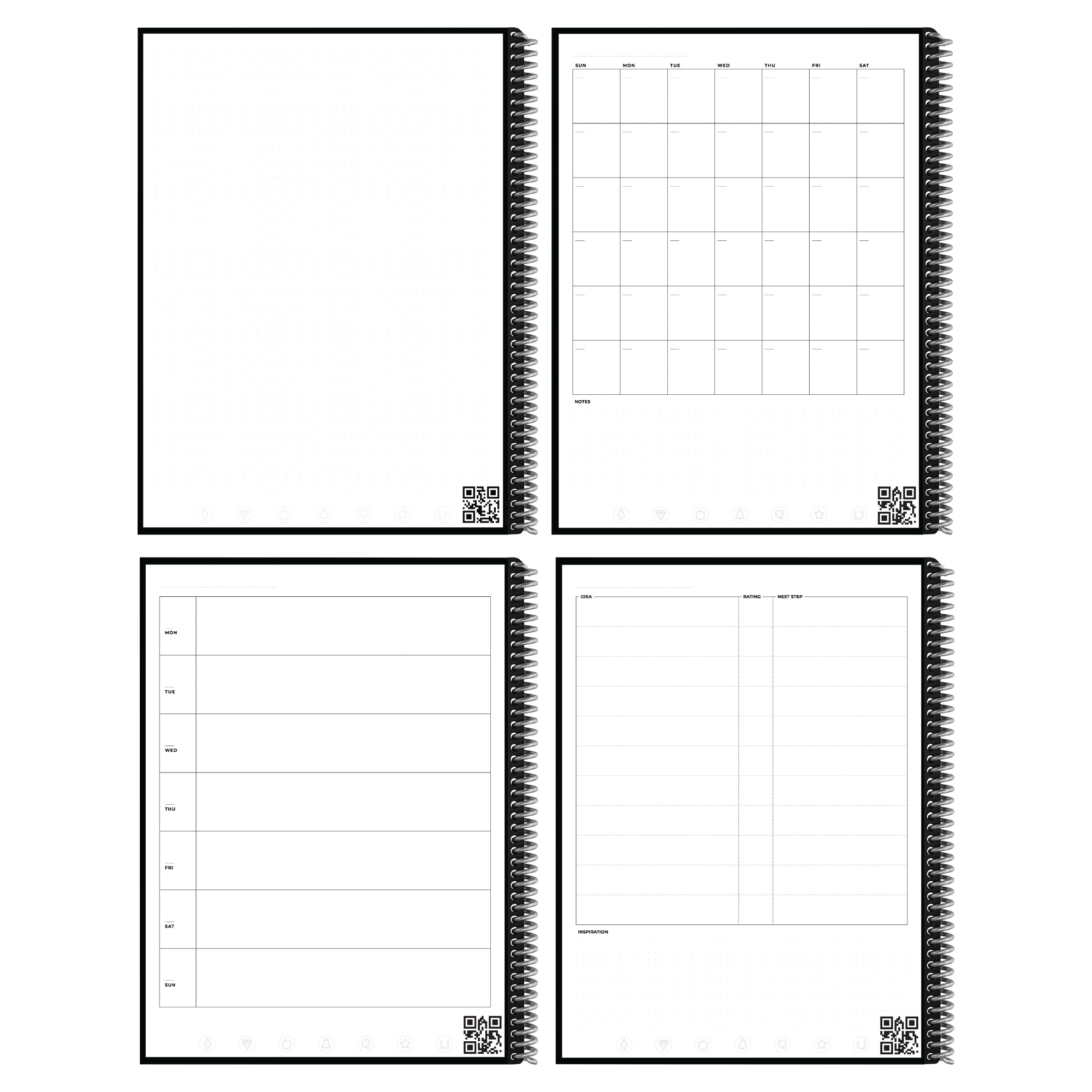 Cahier à spirale A5 connecté Rocketbook Fusion - 42 pages - noir