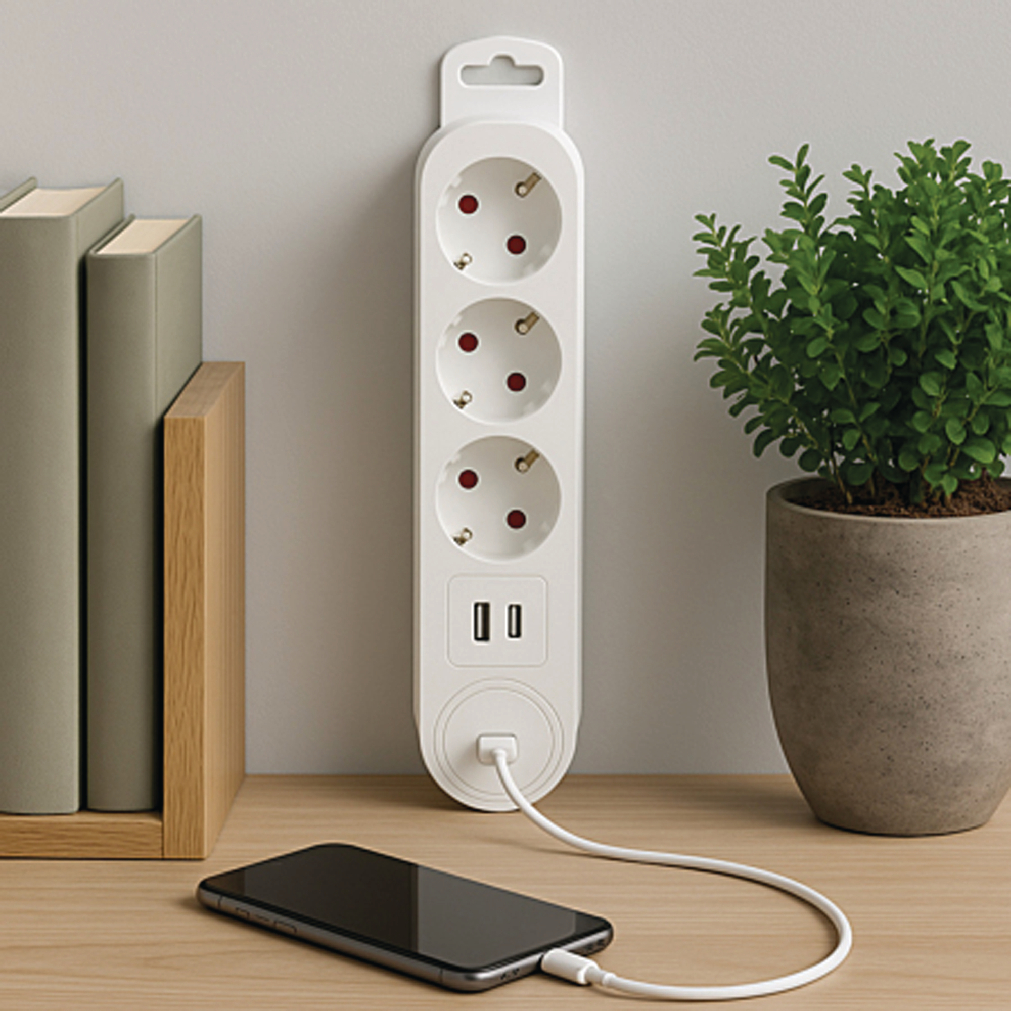 Bloc multiprise Zenitech 3 prises avec interrupteur - USB A et USB C - cordon 1,4 m