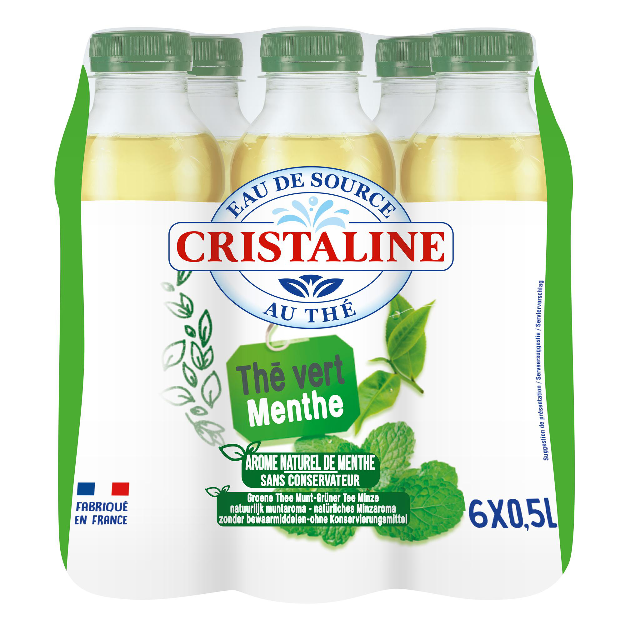 Thé froid Cristaline aromatisé à la menthe - 24 bouteilles de 50 cl