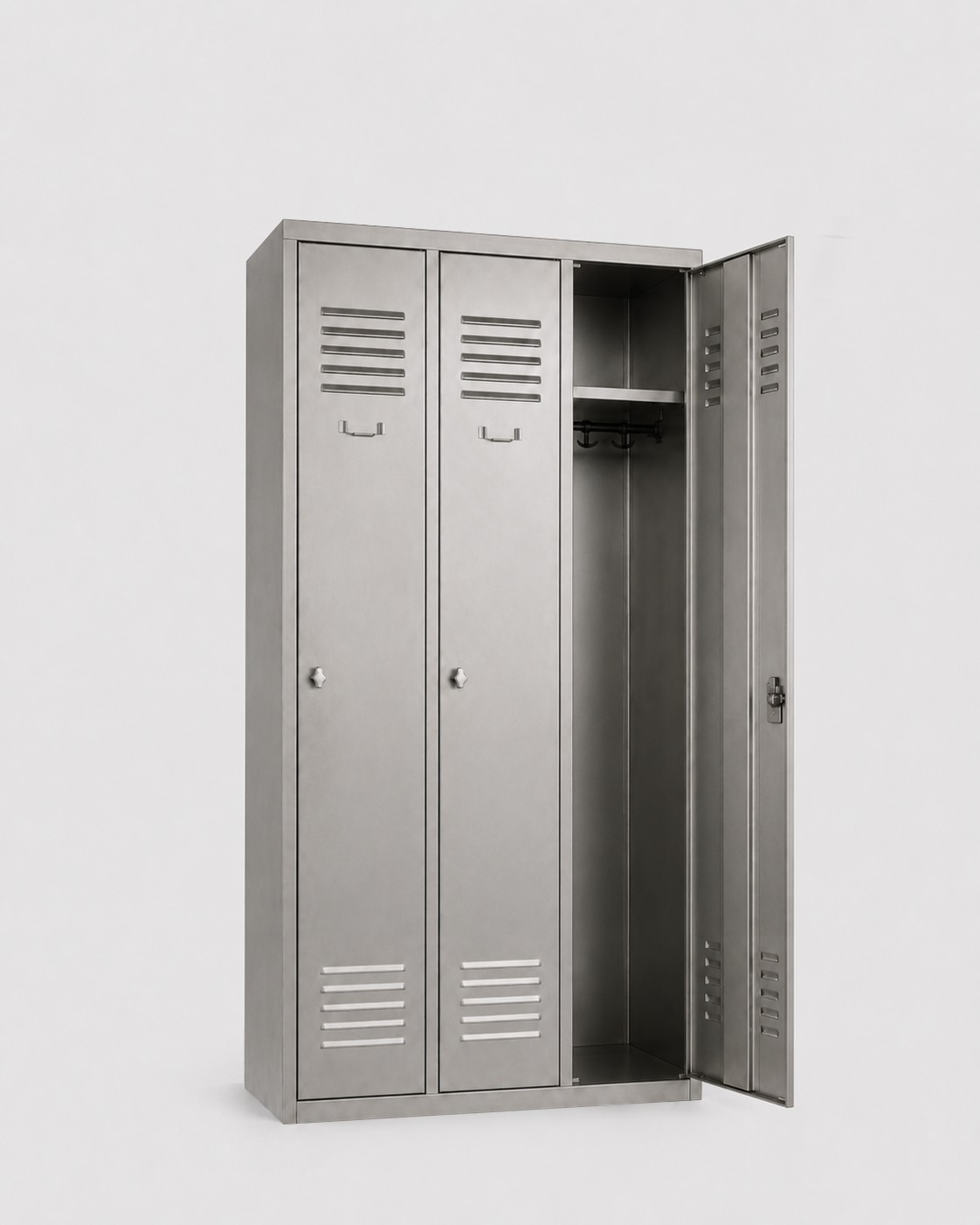 Vestiaire industrie propre 3 colonnes inox - serrure à clé ou moraillon