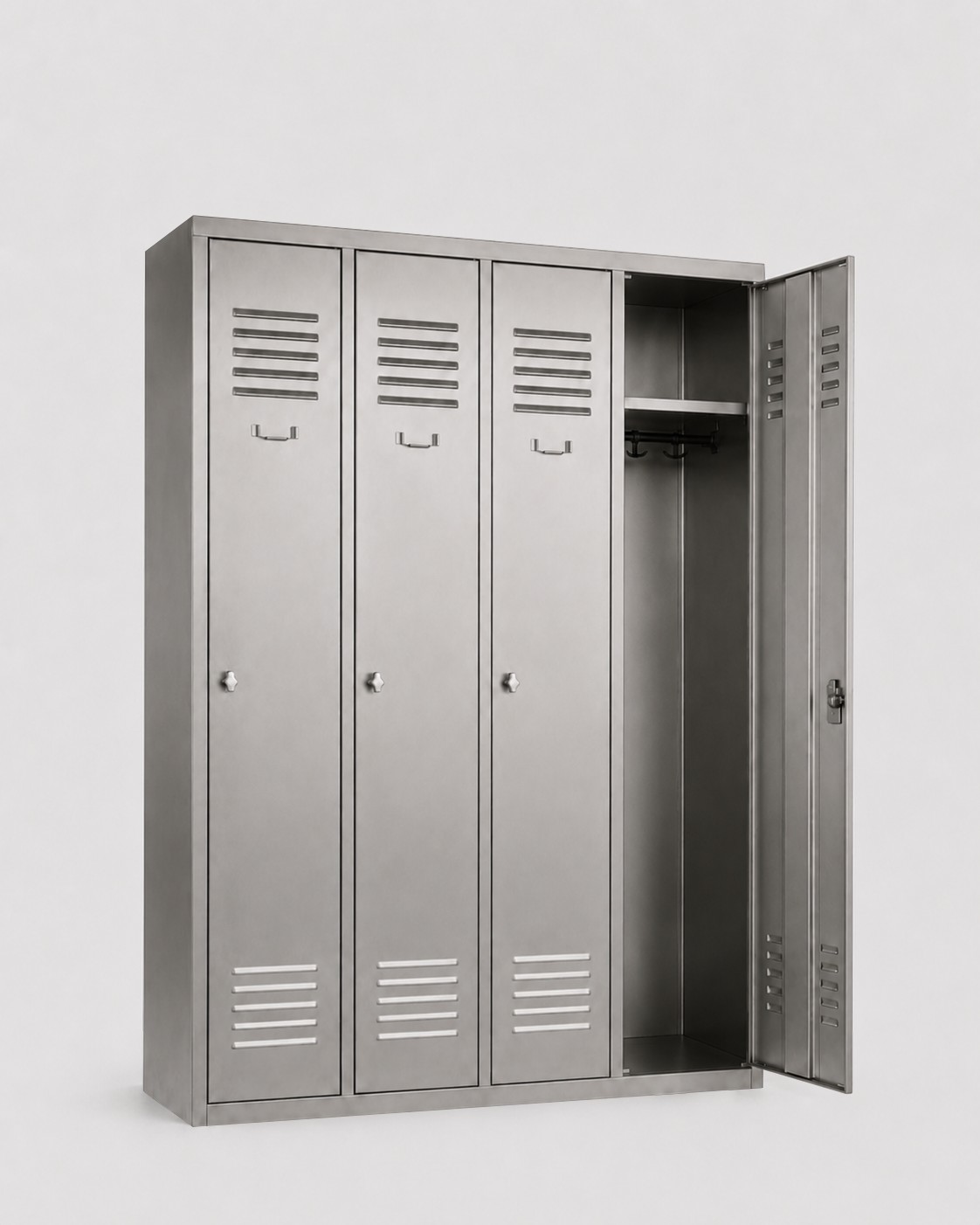 Vestiaire industrie propre 4 colonnes inox - serrure à clé ou moraillon
