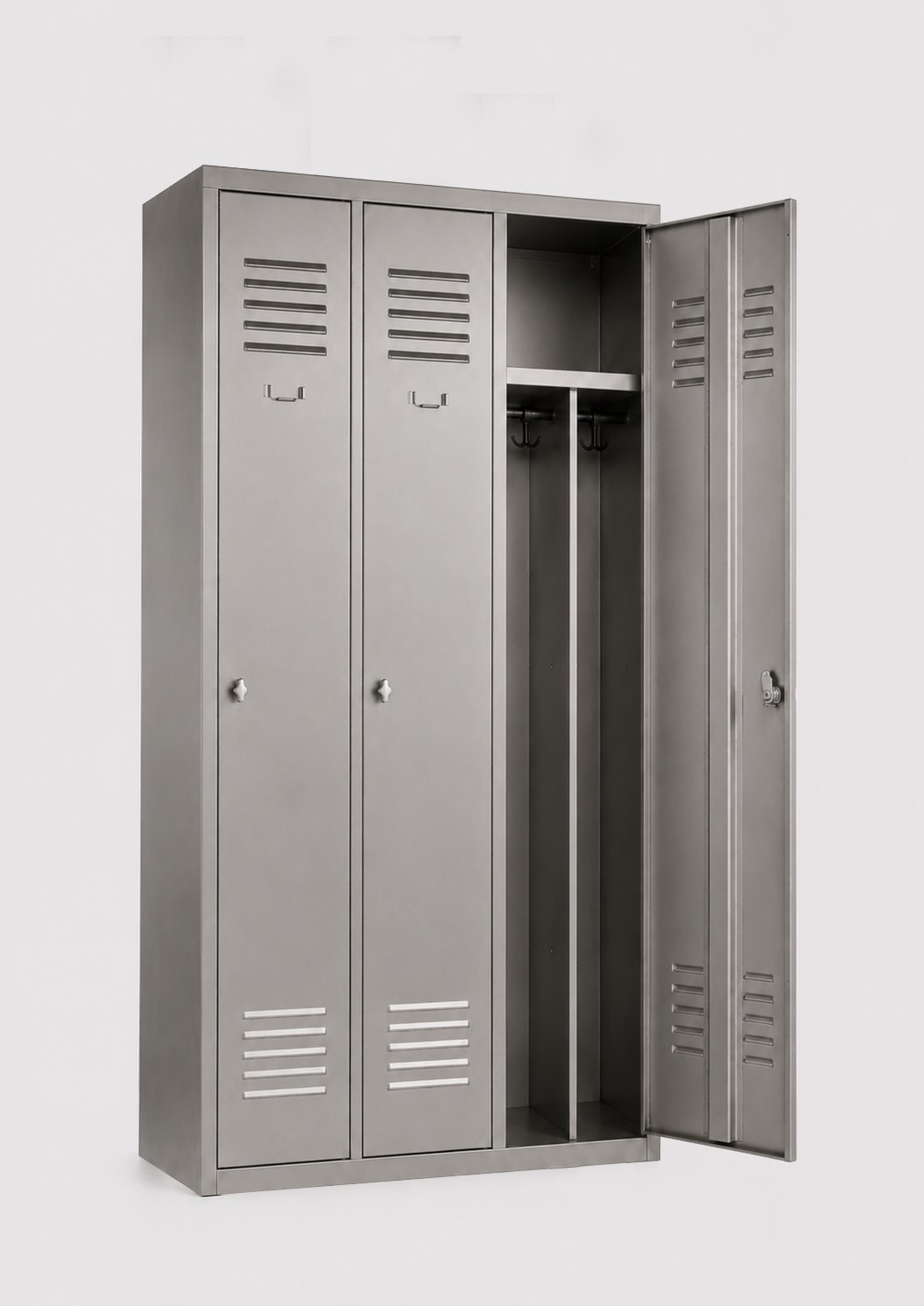 Vestiaire industrie salissante 3 colonnes inox - serrure à clé ou moraillon