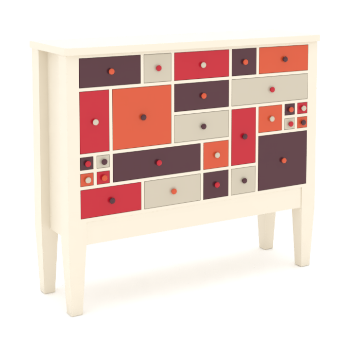 Meuble de fouille H113 - l. 120 x h. 113 x pr. 40 cm - structure hêtre massif laqué Beige Bouleau