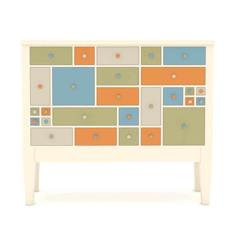 Meuble de fouille H113 - l. 120 x h. 113 x pr. 40 cm - structure hêtre massif laqué Beige Bouleau