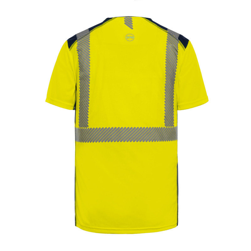 T-shirt haute visibilté BELIZE - manches courtes - T2S - Jaune Fluo/Marine - taille au choix