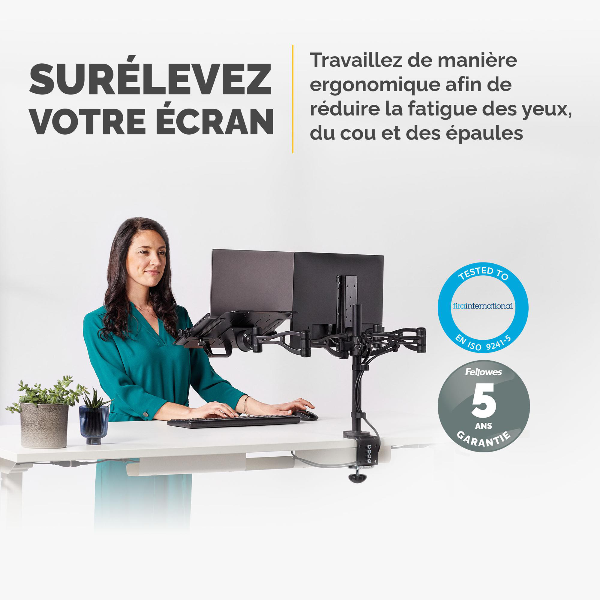 Support ordinateur portable pour bras Fellowes Vista - noir