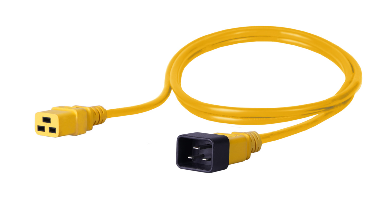 Rallonge alimentation IEC C19-C20 -1m Lindy - jaune