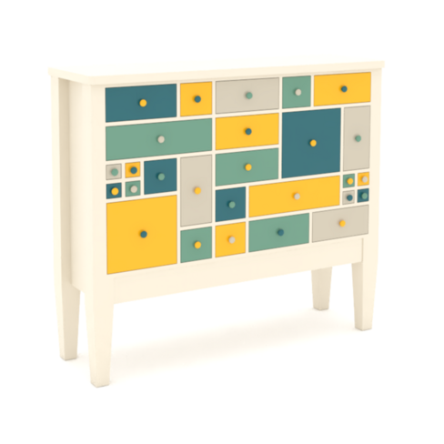 Meuble de fouille H113 - l. 120 x h. 113 x pr. 40 cm - structure hêtre massif laqué Beige Bouleau