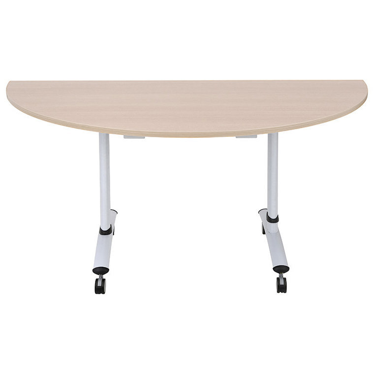 Table rabattable demi-lune sur roulettes - 160 x 80 cm - plateau stratifié antibactérien chant ABS