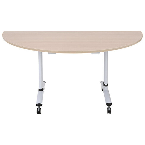 Table rabattable demi-lune sur roulettes - 160 x 80 cm - plateau stratifié antibactérien chant ABS