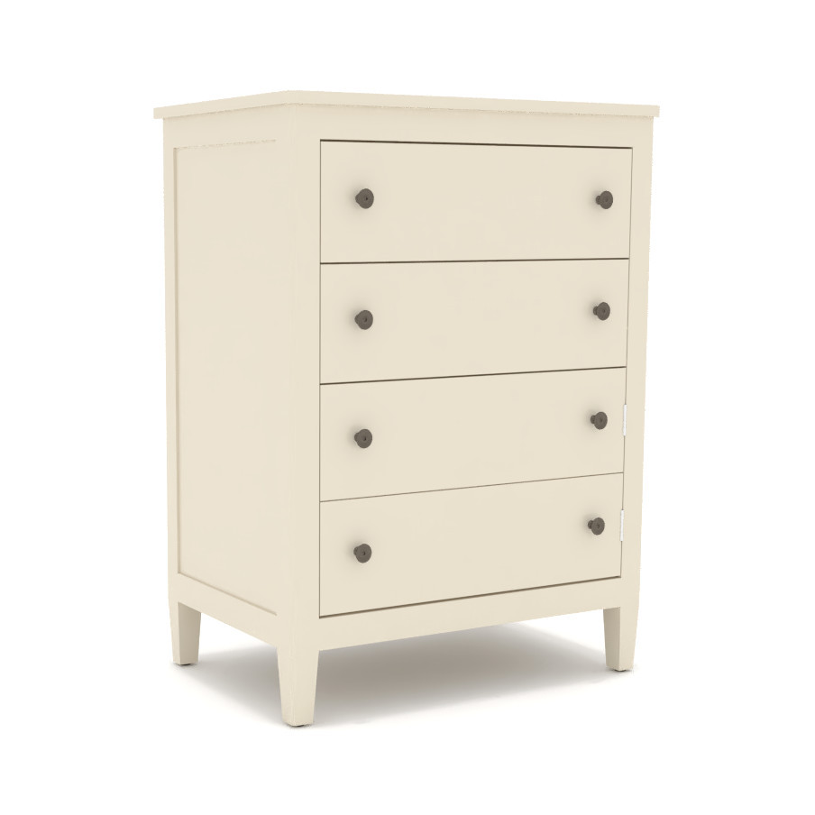 Commode TV Camomille - l. 74 x h. 101 x pr. 52 cm - 4 tiroirs - structure hêtre massif