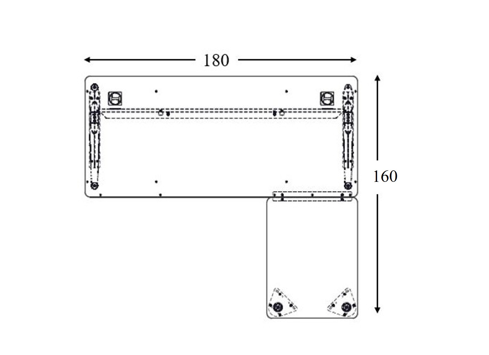 Bureau droit Corial - l. 180 x pr. 80 cm + retour l. 80 x pr. 60 cm