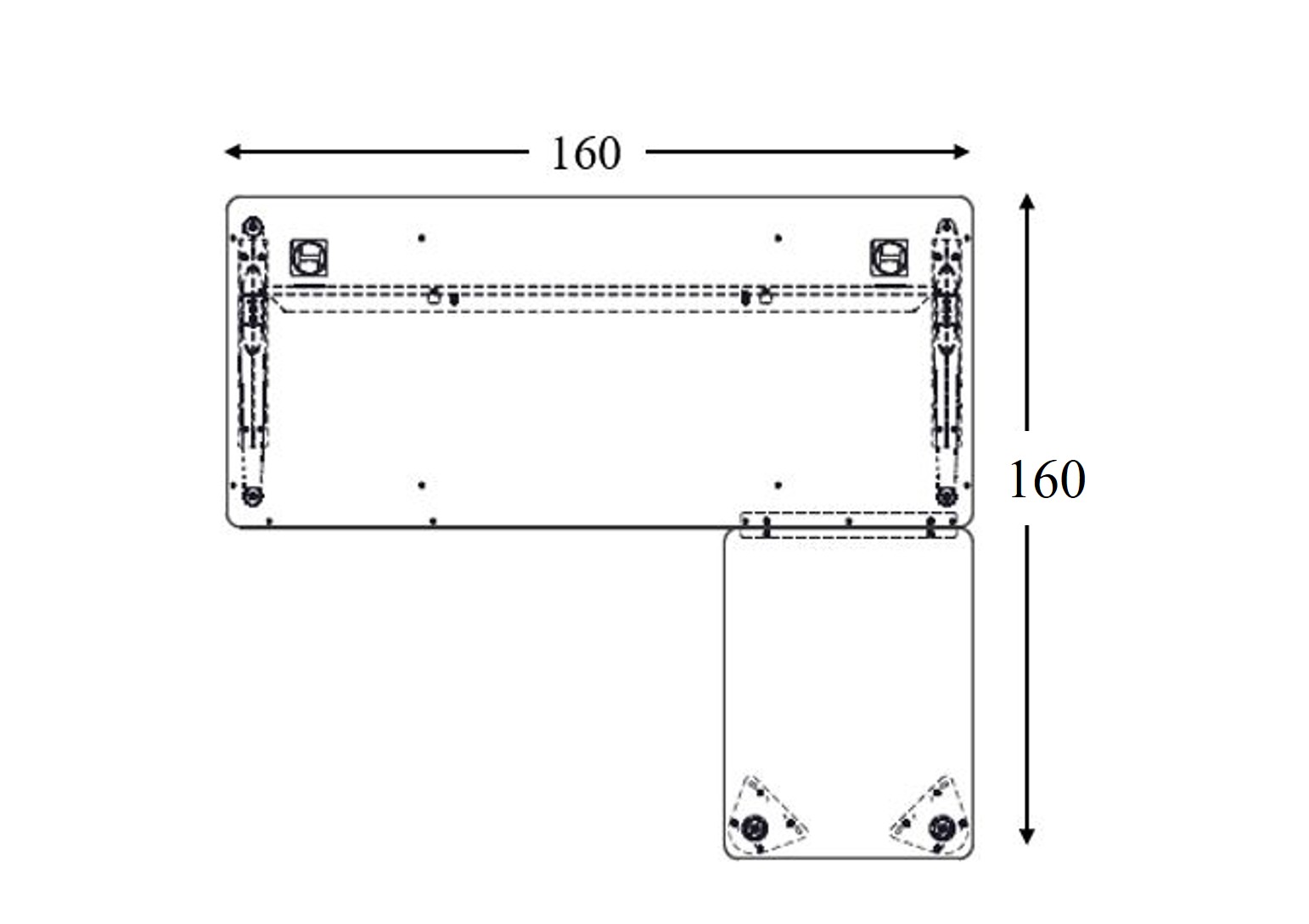 Bureau droit Corial - l. 160 x pr. 80 cm + retour l. 80 x pr. 60 cm