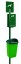 Borne Hygeca + corbeille Xerios 50 L - poteau vert mousse 6005