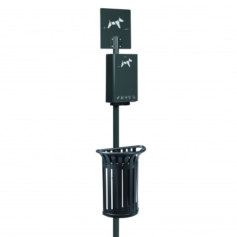 Borne Hygeca + corbeille Tulipe 35L - poteau ANTHR.7016
