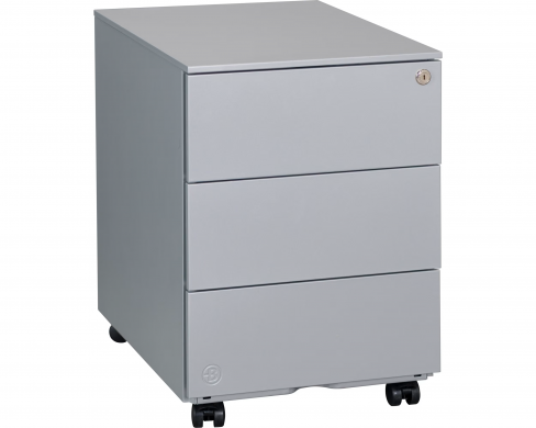 Caisson mobile métal Bruneau - 3 tiroirs plats - coloris gris aluminium