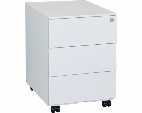Caisson mobile métal Bruneau - 3 tiroirs plats - blanc