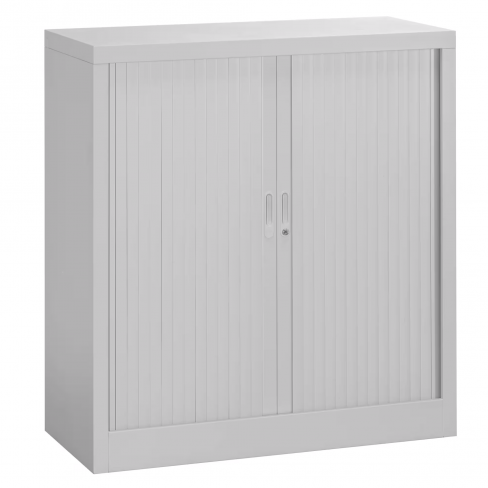 Armoire métallique démontable Union - h. 100 x l. 100 cm - 2 tablettes fermeture rideaux - corps et rideau gris