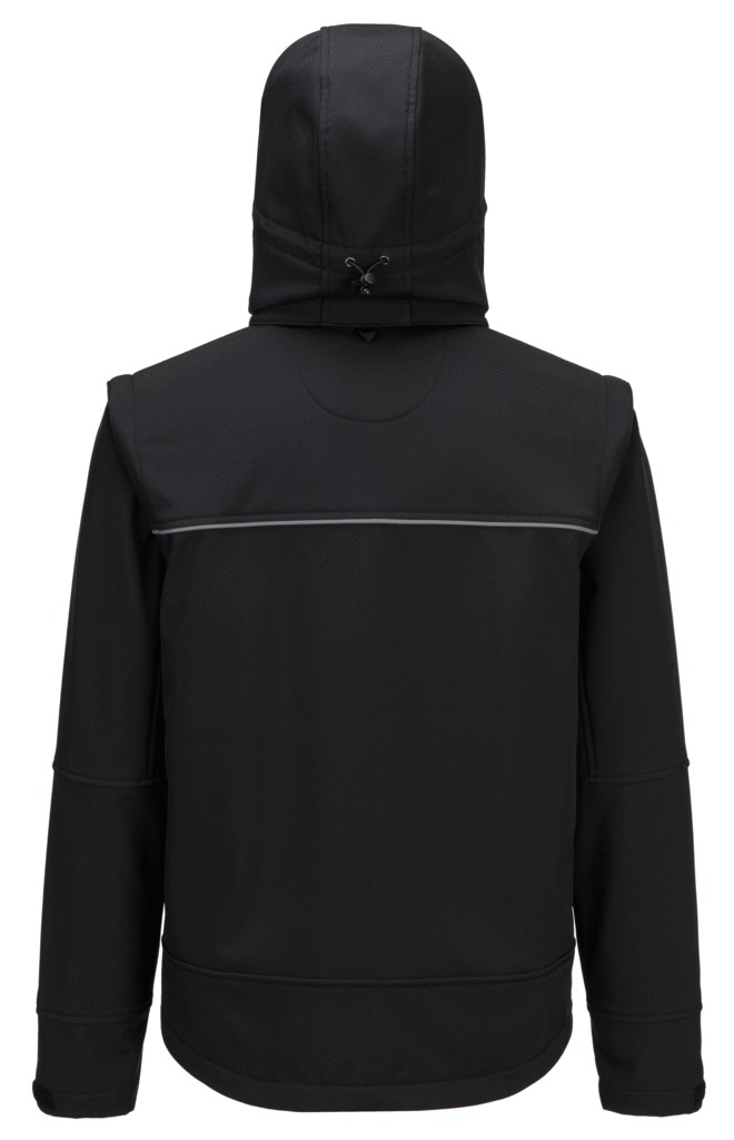 Veste softshell Annecy - capuche et manches amovibles - France Sécurité - noir - taille au choix