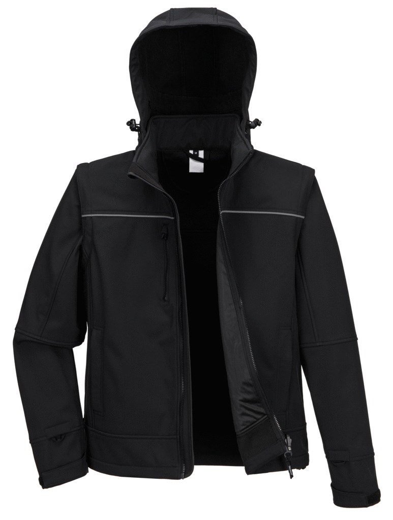 Veste softshell Annecy - capuche et manches amovibles - France Sécurité - noir - taille au choix
