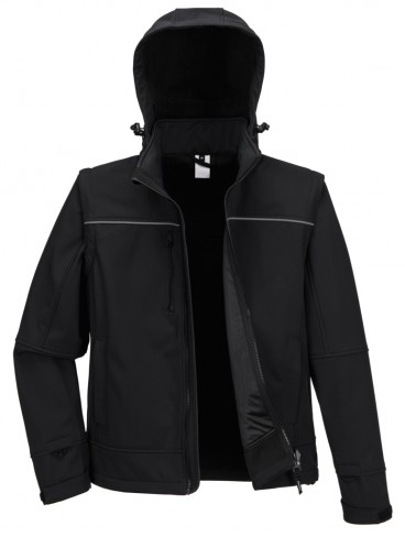 Veste softshell Annecy - capuche et manches amovibles - France Sécurité - noir - taille au choix