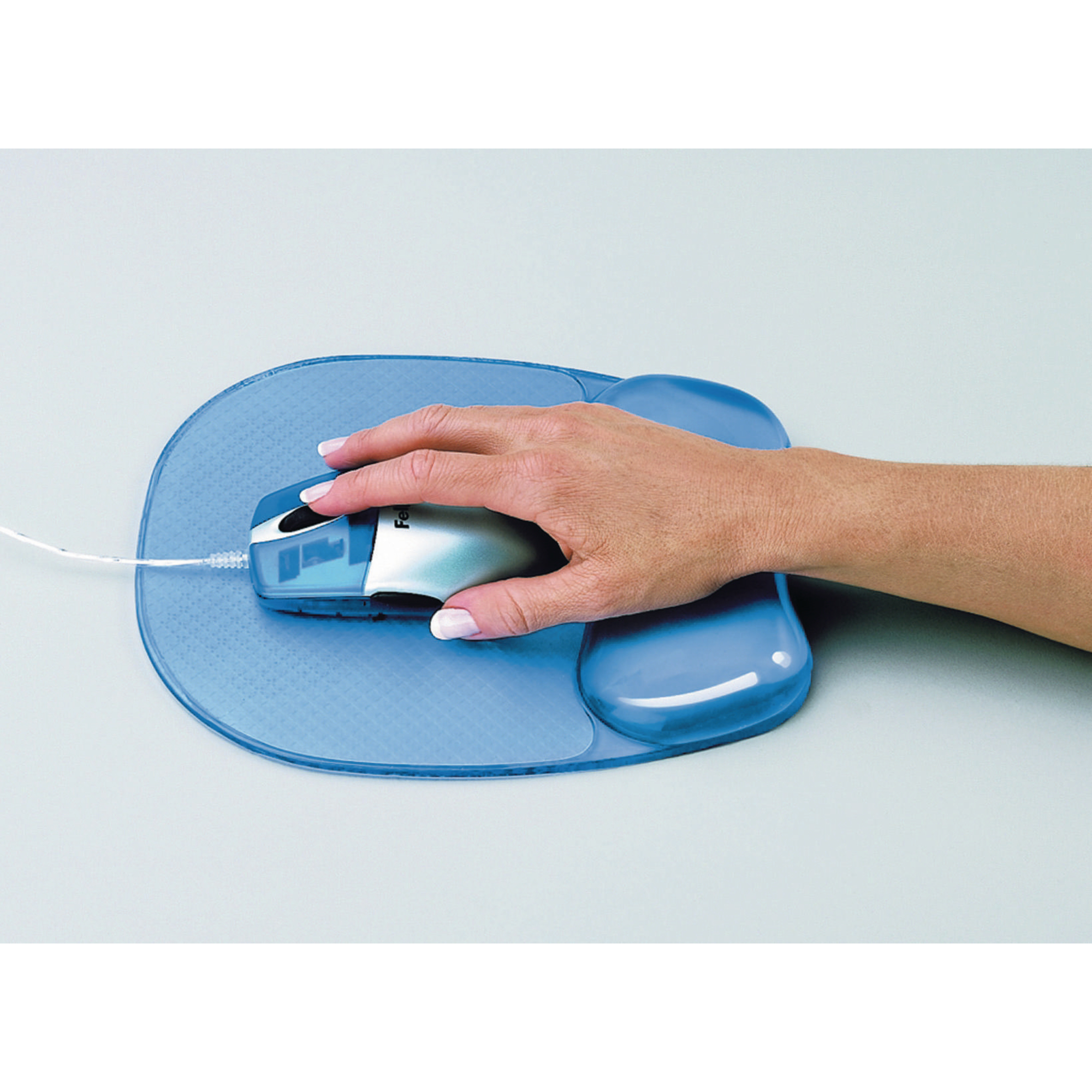 Tapis de souris repose-poignets Fellowes Gel Crystal - bleu