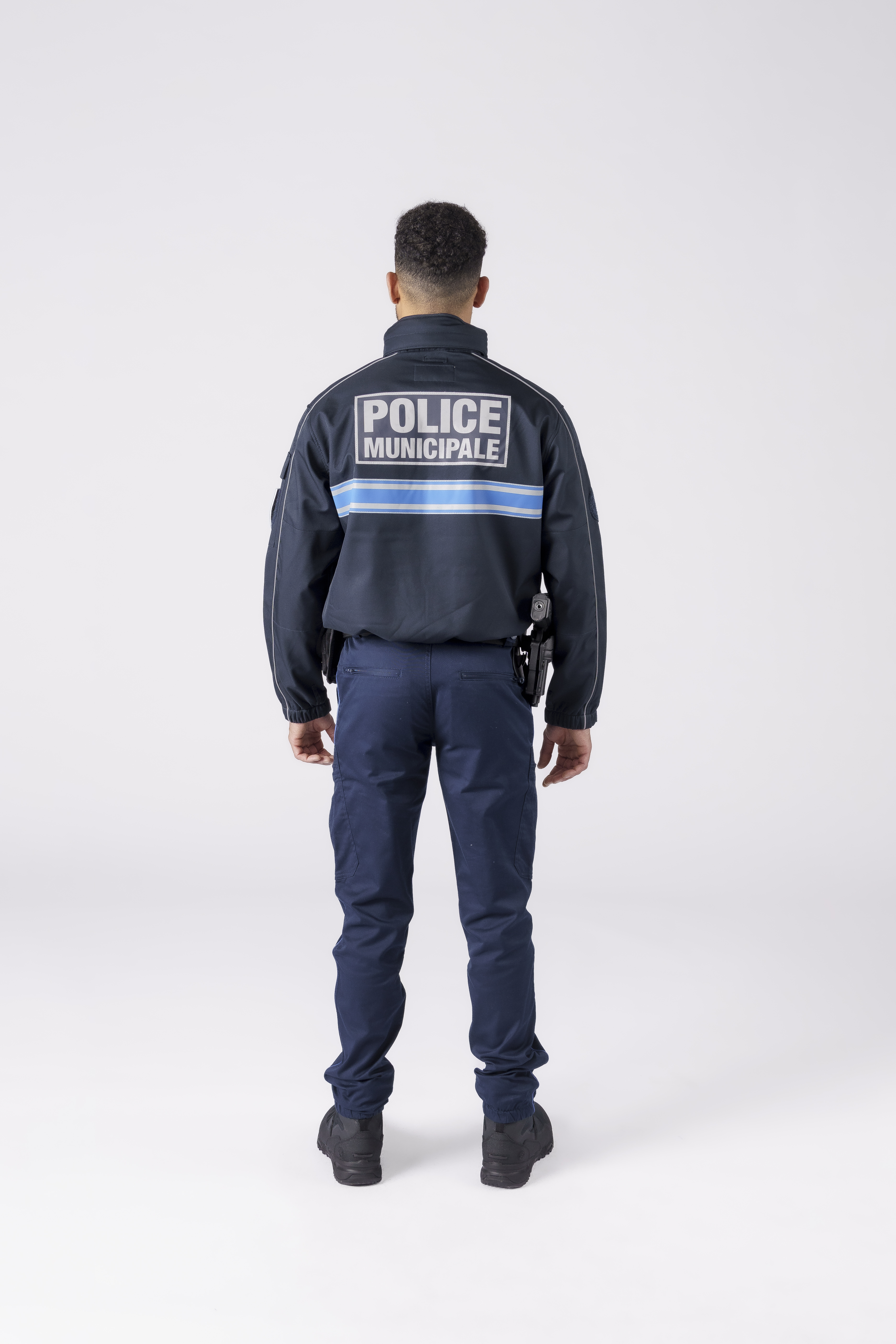 Blouson softshell marine - capuche amovible - bandes gitane
