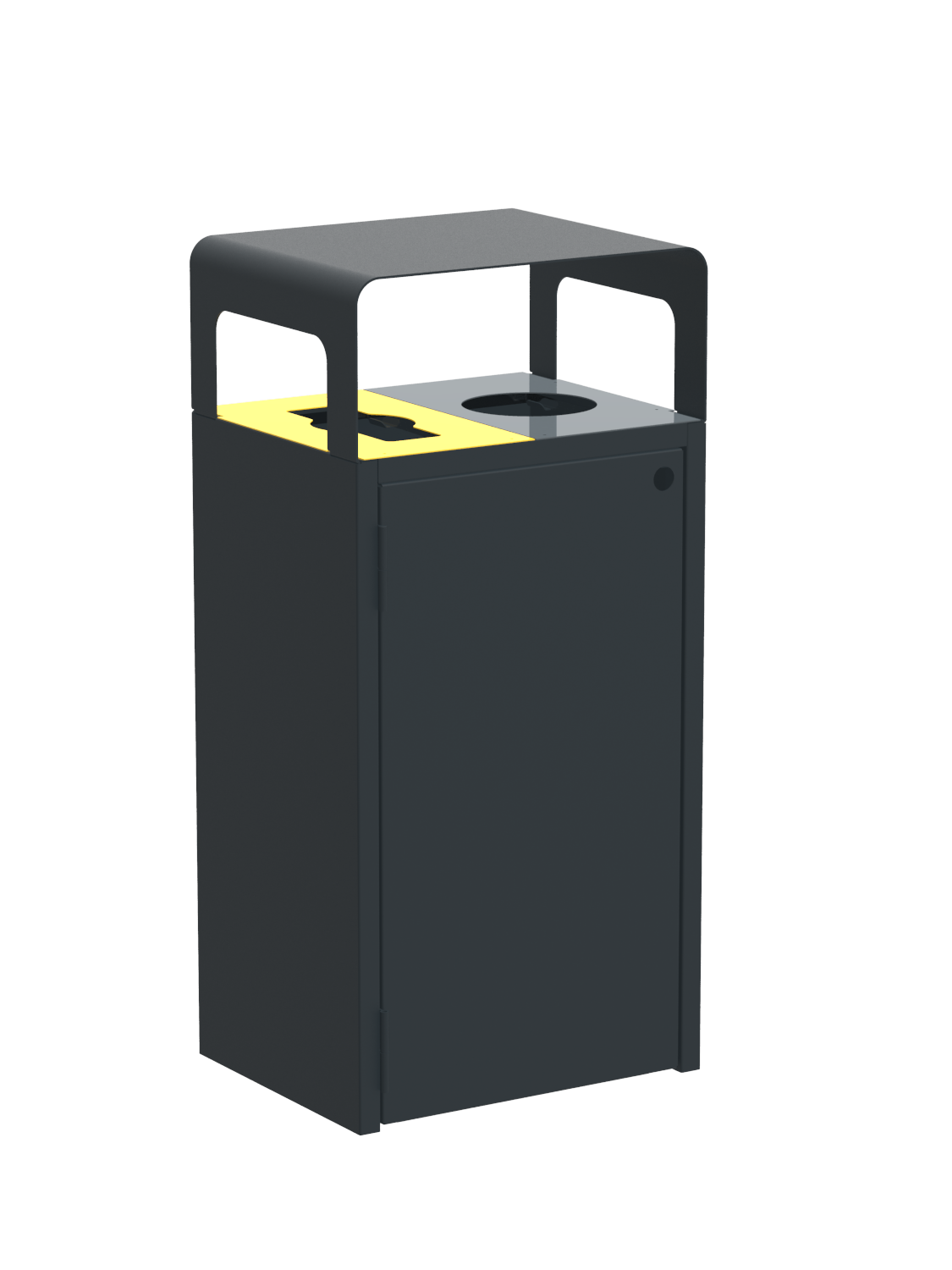 Corbeille Cybel 2 x 50L - façades pleines - avec bacs - anthracite 7016 + gris 9006/jaune 1021 -