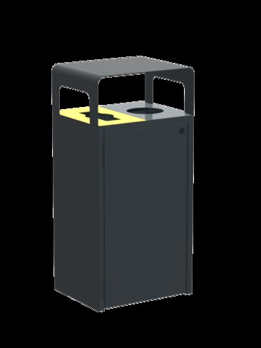 Corbeille Cybel 2 x 50L - façades pleines - avec bacs - anthracite 7016 + gris 9006/jaune 1021 -