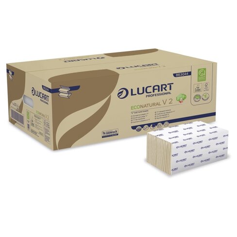 Essuie-mains plié feuille à feuille V - 190 formats - EcoNatural V 2 - 2 plis - havane - Ecolabel - 20 paquets