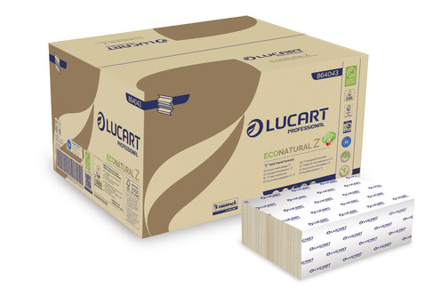 Essuie-mains plié feuille à feuille Z - 200 formats - EcoNatural Z - 2 plis - havane - Ecolabel - 15 paquets