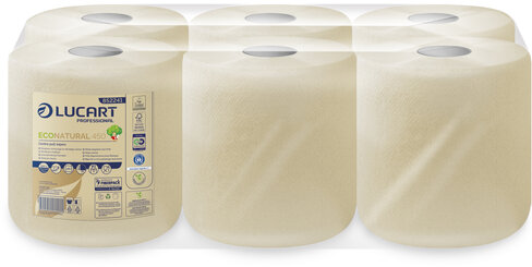 Essuie-mains bobine dévidage central - 450 formats - EcoNatural 450 - 2 plis - havane - Ecolabel - 6 pièces