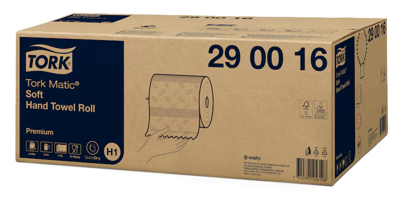 Essuie-mains bobine l. 100 m - Tork Matic Premium H1 - 2 plis - Ecolabel - 1 carton de 6 pièces - ESSITY