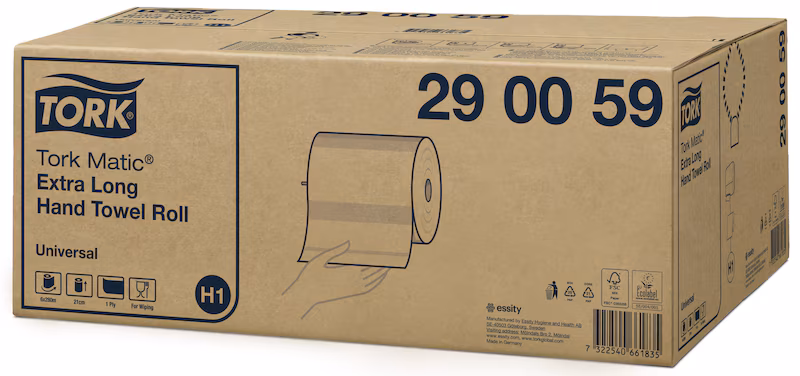 Essuie-mains bobine l. 280 m - Tork Matic H1 - 1 pli - Ecolabel - 1 carton de 6 pièces - ESSITY