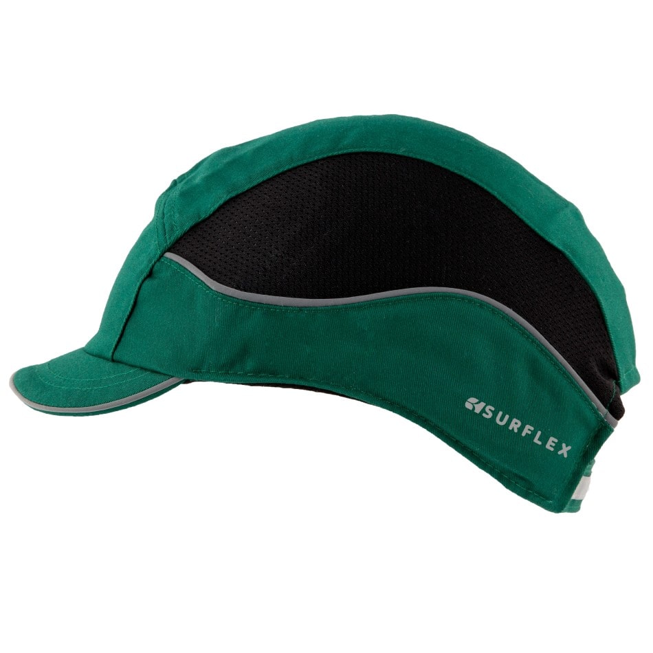 Casquette anti-heurt AIR + 3 coques ABS - lot de 20 Surflex - Vert - taille standard - Visière de 3 cm