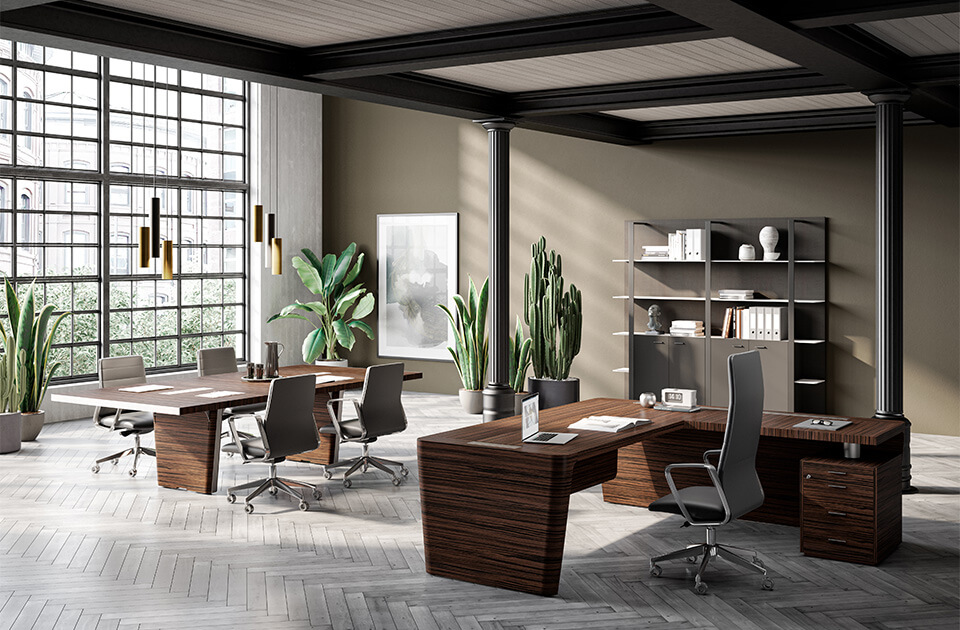 Table de réunion Quadri prestige 8/10 places avec bureau - Ouvrir le diaporama
