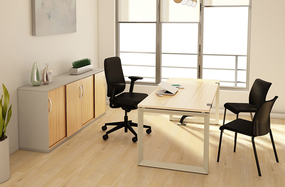 Bureau collaborateur Frameone II droit avec un piètement cadre - Ouvrir le diaporama