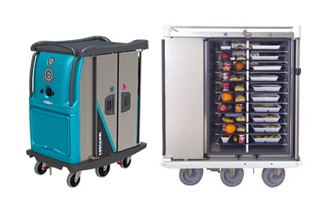 Chariot de distribution sur plateaux