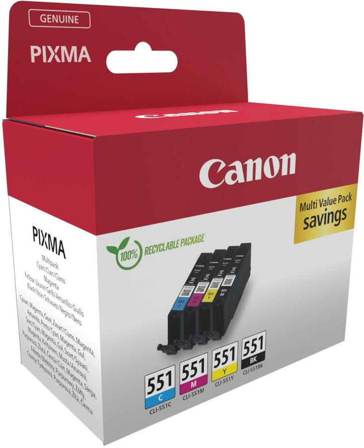 Cartouche d'encre Canon CLI551 - 6509B008 - noir et 3 couleurs - le pack