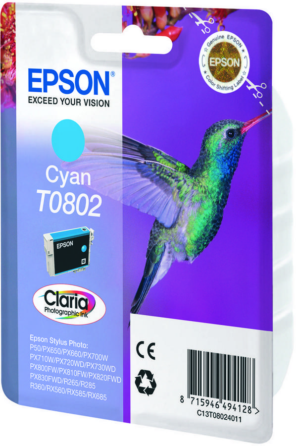Cartouche d'encre Epson C13T08024021 - Claria - cyan - l'unité