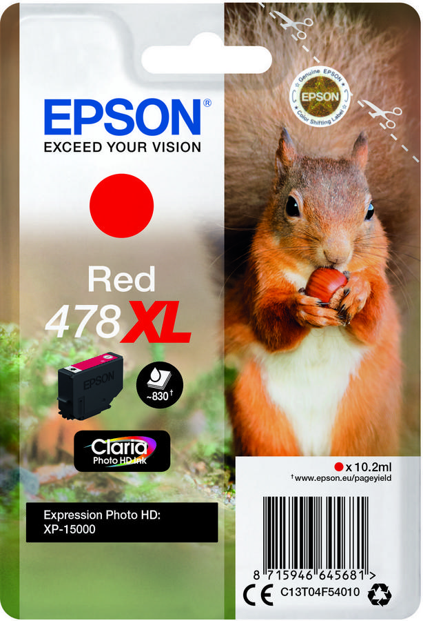 CART - BBTT4F54 - EPSON - 478XL ROUGE - PAR 1 POUR XP-15000