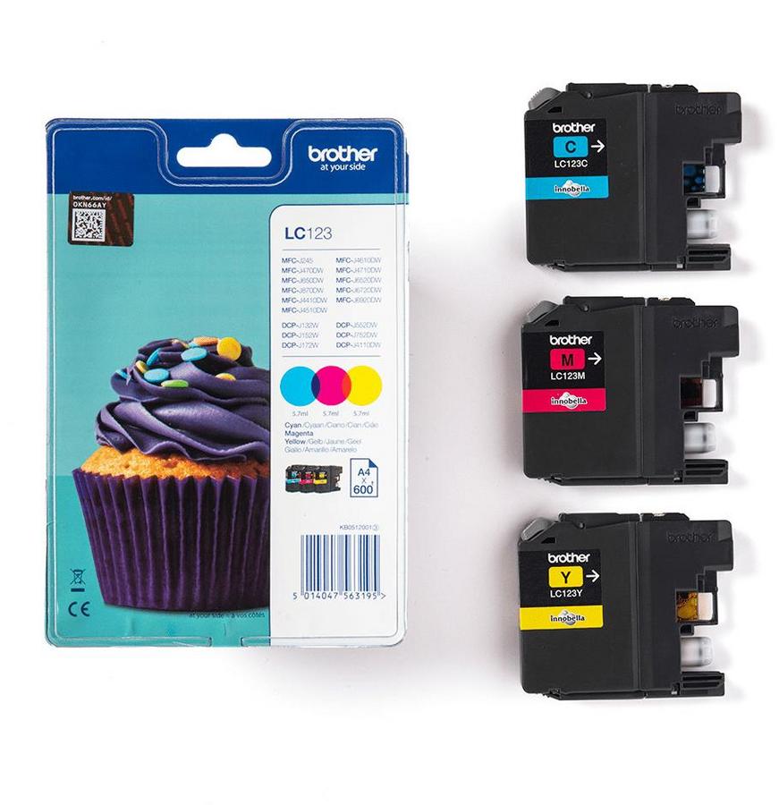 Cartouche d'encre Brother LC123RBWBP - 3 couleurs - le pack