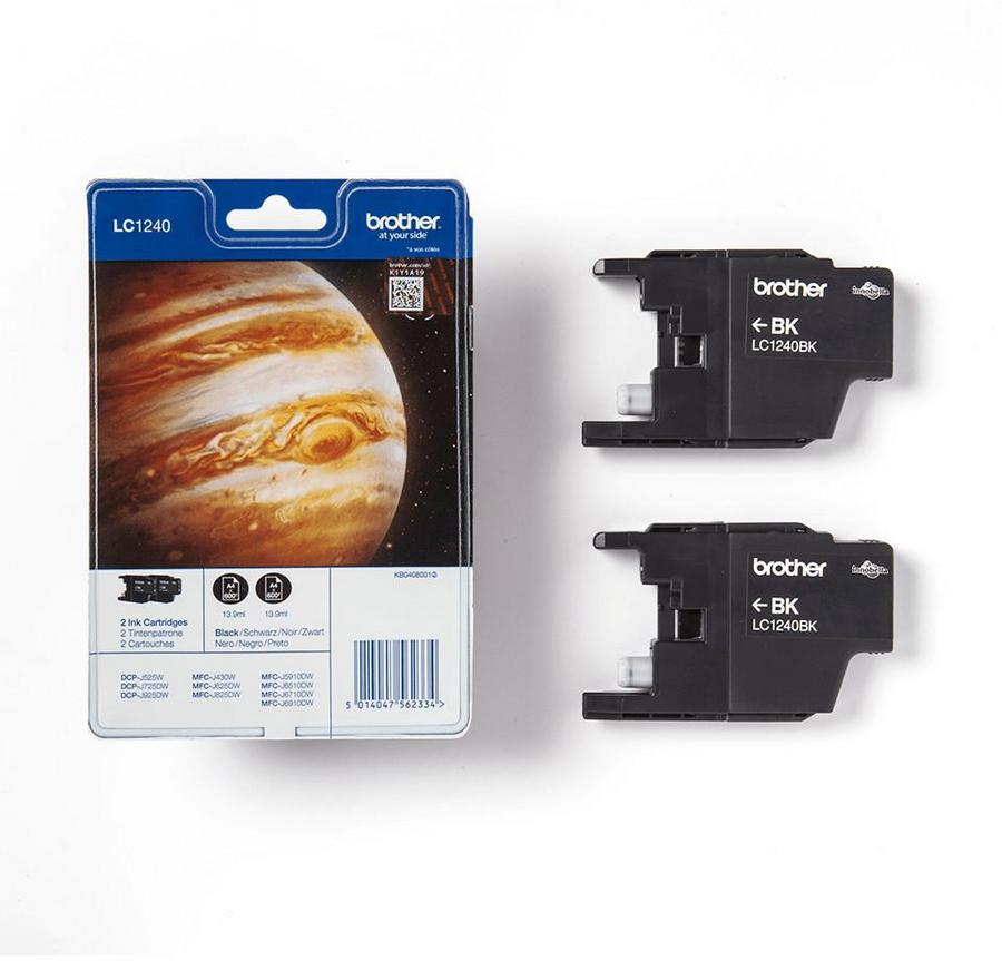 Cartouche d'encre Brother LC1240BKBP2 - noir - lot de 2