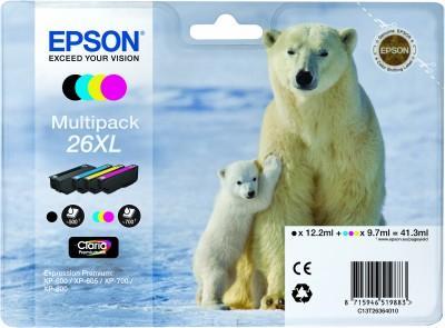 Cartouche d'encre Epson Multipack Ours Polaire - C13T26364010 - Claria Premium XL - 4 couleurs - le pack